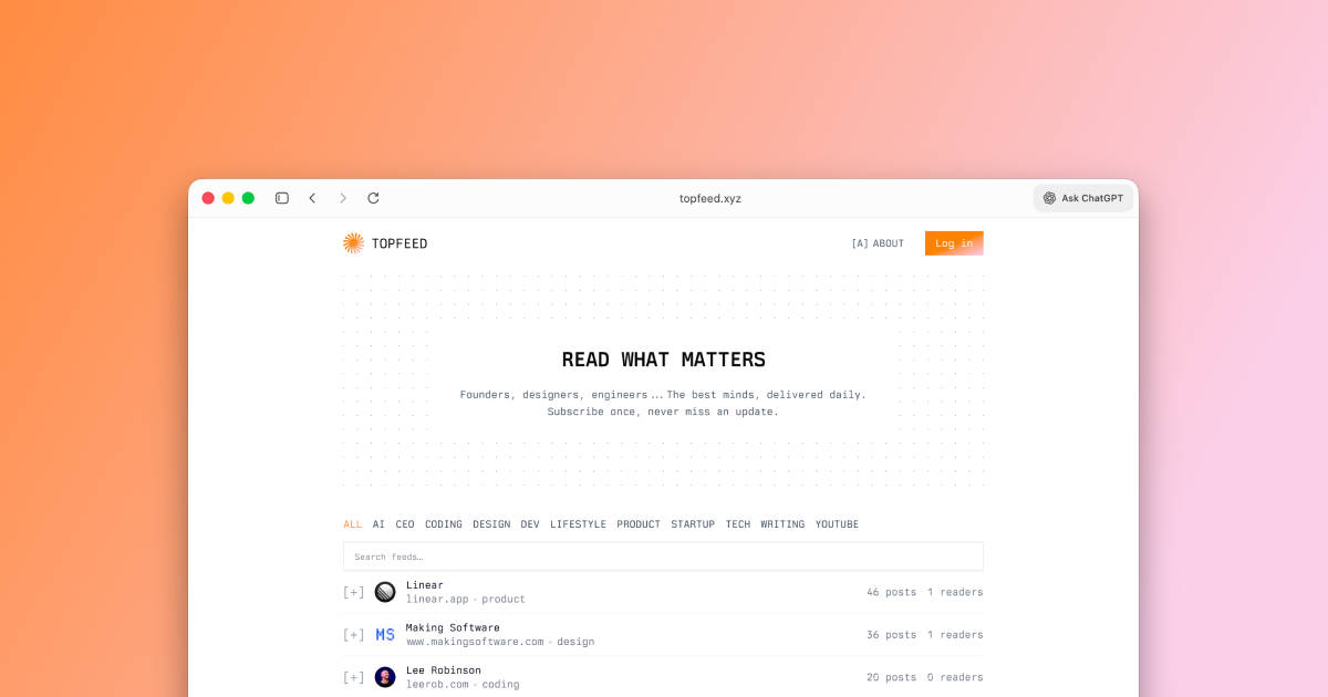 Topfeed — Personalized feeds for your must-reads